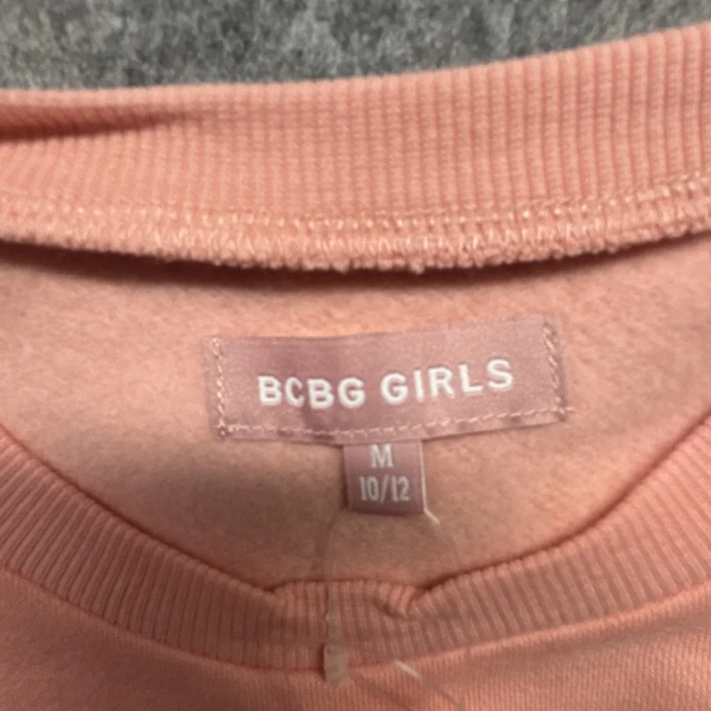BCBG Girls 2 Piece Sweatshirt Legging Set M 10/12 Gray Pink